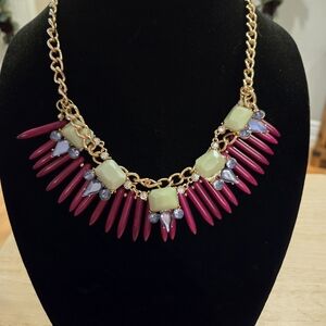 Elegant Gold and Pink Statement Necklace